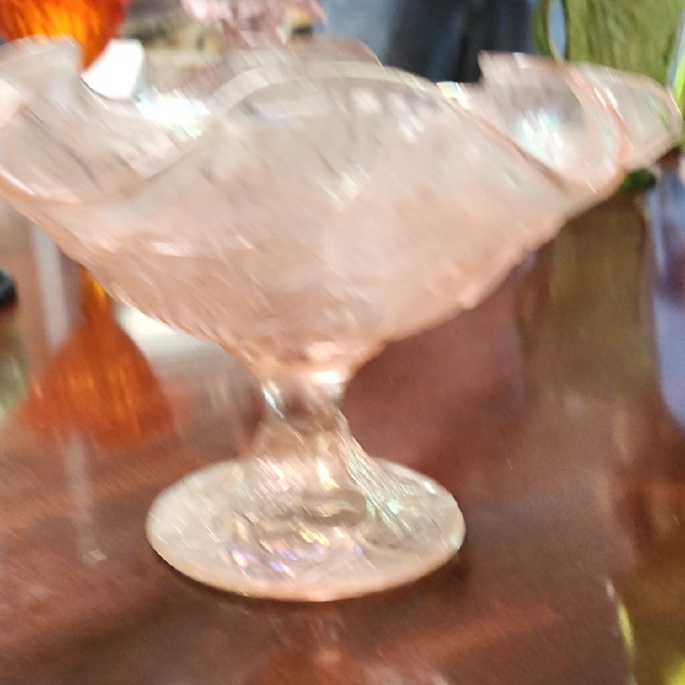 Fenton Vintage Elegant Pink Glass Pedestal Bowl